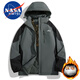 NASA MARVEL棉服男棉衣冬季連帽外套加厚潮流防水情侶寬松面包服 高級灰 2XL 