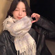 粉樂姿秋冬圍巾女生日禮物送女朋友圍脖護頸長款披肩2024新款保暖學生 彩虹豆豆米色流蘇圍巾
