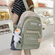都鐸（DUDUO） 小清新書(shū)包女初中生韓版原宿高中可愛(ài)大容量雙肩包大學(xué)生ins背包  綠色【3個(gè)勛章+加油鴨掛件】