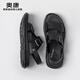 奧康男鞋2025新款夏季男士涼鞋真皮休閑沙灘鞋防滑防臭軟底兩穿涼拖鞋 黑色 42