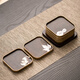 瓷牌茗茶具（cipaiming teaset）黑檀色仿桐木茶杯墊家用現(xiàn)代隔熱墊片品茗小號隔茶墊功夫茶具配件 黑檀色仿桐木六片方鑲錫三圖墊托