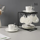 國濤歐式骨瓷純白咖啡杯碟陶瓷咖啡器具咖啡杯套裝帶架子定制印字logo 純白大方—6杯6碟6勺1架 250ml