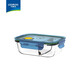 樂(lè )唯詩(shī)（LOVWISH）高硼玻璃保鮮飯盒微波爐密封創(chuàng  )意保鮮盒嬰兒輔食盒學(xué)生便當盒 寶石藍中號-兩分隔- 單件裝 630ml