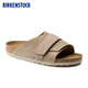 BIRKENSTOCK勃肯德國進口男女款牛皮絨面革Kyoto魔術貼單帶涼拖鞋 米色窄版1015573 37