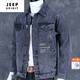 JEEP SPIRIT牛仔外套男春秋新款日系復古潮流休閑寬松多口袋工裝男士夾克 8915灰色 【有暗袋】 L