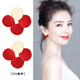 大絨鵝紅色耳釘女2024年新款潮網(wǎng)紅氣質(zhì)高級感大氣精致禮物耳飾 西瓜紅