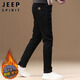 JEEP SPIRIT吉普牛仔褲男秋冬季純色休閑褲子男修身牛仔長(cháng)褲 黑色 34