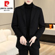 皮爾卡丹（pierre cardin）毛呢外套男士短款羊毛大衣雙面呢子2023新款西裝上衣冬季加厚風(fēng)衣 88001黑色 M/170 90-120斤