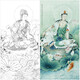 桔舍李曉明工筆畫(huà)白描底稿菩薩四尺初學(xué)者臨摹畫(huà)稿原大67*135厘米人物線稿含A3步驟圖及說(shuō)明KG07