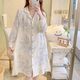 多米貝貝孕婦睡衣產(chǎn)后哺乳純棉月子服夏季薄款哺乳睡衣產(chǎn)婦待產(chǎn)喂奶家居服 荷葉領(lǐng)月子裙-長(cháng)袖-水墨畫(huà)荷 XL碼【適合130-160斤】