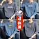 GEDIQIG純棉四件裝ins潮百搭長(zhǎng)袖t恤男青少年圓領(lǐng)大碼體恤秋衣上衣打底衫 SP鐵灰+EX霧藍(lán)+麥穗霧藍(lán)+PK鐵灰 3XL (建議160-175斤)