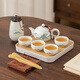 金鑲玉 旅行茶具套裝 便攜陶瓷功夫茶具手提包帶茶盤(pán)茶壺茶杯 一壺四杯 江山如畫(huà)旅行茶具套裝