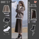 艾柔丹針織連衣裙女秋冬季新款女裝復古毛衣慵懶風(fēng)氣質(zhì)兩件套套裝裙子 毛衣+裙子 M