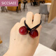 SICCSAEE簡(jiǎn)約頭繩女扎頭網(wǎng)紅少女森女系櫻桃發(fā)圈可愛(ài)車(chē)?yán)遄蛹t色頭繩 氣質(zhì)車(chē)?yán)遄?雙球 黑皮筋
