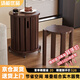 湯能優(yōu)品實木凳子可疊放家用疊疊凳四合一組合圓凳餐桌椅子客廳板凳小椅子 【疊疊凳】胡桃色-四把-無滑輪款