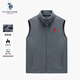 U.S. POLO ASSN.馬甲男抓絨搖粒絨秋冬立領無袖背心男裝外套 中灰色 XXXXL 