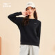 鴻星爾克衛衣女秋冬季新款戶(hù)外圓領(lǐng)立型科技套頭休閑百搭運動(dòng)服上衣長(cháng)袖女 正黑（常規） L