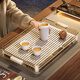 萬(wàn)佳臻茶盤(pán)家用瀝水托盤(pán)長(cháng)方形塑料客廳茶杯水杯收納架子輕奢茶具收納盤(pán) 茶盤(pán)大號【香檳卡】