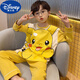 迪士尼（Disney）男童睡衣春秋長(cháng)袖兒童純棉迦奧特曼衣服中大童卡通男孩家居服套裝 66262皮卡丘 130cm【14碼】