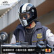 C-RIDING摩托車(chē)頭盔碳纖維男機車(chē)全盔仿賽街車(chē)騎行跑盔四季款全覆式安全帽 黑色白條玻璃鋼自帶透明贈彩色 中碼(58-59頭圍)