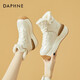 達(dá)芙妮（DAPHNE）七夕雪地靴女冬厚底皮短靴加絨加厚保暖大棉鞋冬季新款冬款增高 米色 加絨 跟高6.5cm 37 (235mm)
