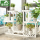 森特瑪花架陽(yáng)臺簡(jiǎn)約現代花架子多層室內木質(zhì)組裝客廳實(shí)木綠蘿花架 純白色 C款  加帶輪子
