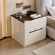 佳家林（JIAJIALIN） 床頭柜臥室小柜子現代簡(jiǎn)約斗柜歐式帶抽屜收納床邊柜子 【雙抽】暖白+白底座40cm
