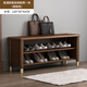 澤多實(shí)木入戶(hù)門(mén)口可坐鞋柜換鞋凳一體輕奢高級感中古家用玄關(guān)雙層鞋架 【1.2米基礎款】胡桃色 