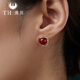 唐后（TH）紅瑪瑙耳環(huán)女玫瑰花形耳釘925銀飾品氣質(zhì)耳飾送媽媽禮物 玫瑰金色