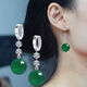 糯米日記新款瑪瑙耳環(huán)顯瘦臉氣質(zhì)耳扣耳墜送婆婆媽媽閨蜜禮物 綠瑪瑙2顆鋯石耳扣