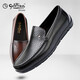 金利來(lái)（Goldlion）豆豆鞋男 夏季男士套腳涼皮鞋 沖孔透氣商務(wù)休閑鞋軟皮鏤空涼鞋男 黑色 40