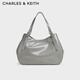 CHARLES&KEITH光面大容量子母手提托特包女士生日禮物CK2-30271408 Grey灰色 L