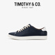 迪邁奇（TIMOTHY&CO.）男士休閑小白鞋百搭輕便頭層牛皮板鞋薄款低幫運動系帶TMG91037 藍色 40