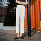 婭麗達（YERAD）休閑直筒褲女2024夏季新款西褲小個(gè)子女褲黑色開(kāi)叉西裝褲 白色(K0) 27碼(2尺)
