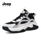 JEEP SPIRIT吉普男鞋時(shí)尚老爹鞋男皮面運動(dòng)鞋男休閑鞋子男 187 石墨黑 44