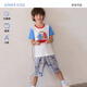 愛(ài)慕兒童（AIMER KIDS）夏新品男女童莫代爾兒童睡衣家居套裝短袖可愛(ài)輕薄透氣童裝親子裝 男-高分時(shí)刻AK243E401 170