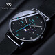 welly merck威利默克手表男輕奢男士防水夜光表石英時(shí)尚多功能WM學(xué)生運動(dòng)表 月相男表 黑殼網(wǎng)帶 40MM M1BBL