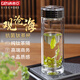 格亞（GEYA）抗菌鈦茶杯雙層玻璃杯男士鈦杯商務(wù)玻璃泡茶水杯杯子辦公禮品定制 鋯石天幕款【皮質(zhì)禮盒】400ml