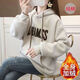 RGPX春秋女衛(wèi)衣新款2025年爆款純棉100%大碼寬松連帽套頭長(zhǎng)袖T恤上衣 米色【加絨款/加厚保暖】?jī)?yōu)質(zhì)品 M 適合80-110斤
