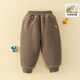 WALNUT DUCK【兒童加絨褲】小黃鴨冬季中小男女童簡(jiǎn)約衛褲運動(dòng)褲 咖色 110