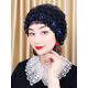 雅格羅伊遮白發(fā)帽子薄款五十歲女士帽四季款包頭帽帽蕾絲帽時(shí)尚居家小帽騎 黑色蕾絲帽(花朵版) 可調節