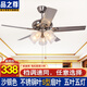品之尊 不銹鋼扇葉吊扇燈餐廳客廳藍色田園地中海帶燈吊扇藝術(shù)五葉仿古簡(jiǎn)約時(shí)尚復古電風(fēng)扇吊燈古典臥室 不銹鋼扇葉 52寸變頻雙控