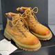 H8馬丁靴男2025新款情侶女真皮戶(hù)外登山鞋高幫工裝鞋子英倫風(fēng)大黃靴 D-漸變棕【二層豬皮】 41 男碼