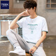 TEEK夏季新款短袖t恤男士假兩件小衫 青少年休閑印花男裝體恤上衣服 C0S2D白綠色 XL