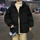 益帛美式復(fù)古冬季棉服男寬松加厚棉襖面包服保暖休閑棉衣連帽外套男 黑色 M【建議90-110斤】