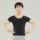 三沙男芭蕾舞服上衣少年圓領(lǐng)短袖舞蹈練功服藝考級訓練T恤 黑色 L 