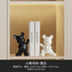 歐裔簡(jiǎn)約輕奢暴力熊創(chuàng)意書檔擺件客廳酒柜玄關(guān)書柜陶瓷桌面立體裝飾品 小熊書檔-黑白+仿真書2本