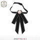 梔子花開領(lǐng)結(jié)領(lǐng)花襯衫女衣領(lǐng)口配飾畢業(yè)照飄帶蝴蝶結(jié)學(xué)院風(fēng)演出jk裝飾 黑色跳線斜邊-珍珠-系帶款