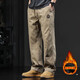 后探（HouTan）美式工裝褲男秋季寬松大碼直筒休閑褲男款潮流復古秋冬純棉褲子男 11款淺卡其加絨款 XL （145-160斤）