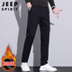 JEEP SPIRIT吉普休閑褲男秋冬季商務(wù)褲子男士新復古回潮男褲 黑色加絨 34